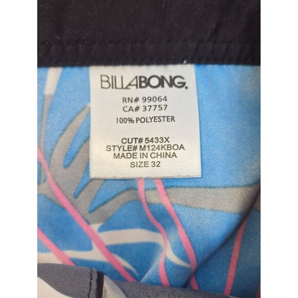 Billabong Mens Floral Board Shorts 32 Blue/Gray/Black 100% Polyester - Picture 3 of 8